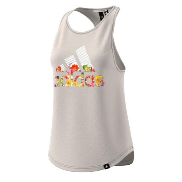 NWT Adidas Floral Ess Tank beige gray Small S - Picture 5 of 11